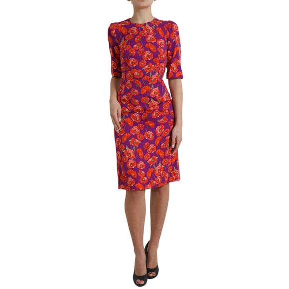 Dolce & Gabbana Multicolor Floral Poppy Print Sheath Dress IT38 XS NWT